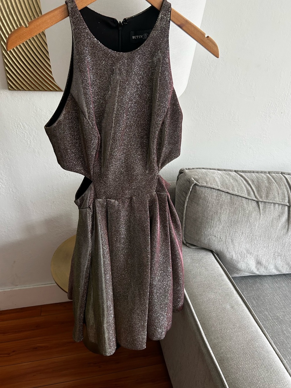 Betsy And Adam Metallic Cut Out Mini Dress  2 Fairy Party Nigh Out Whimsigoth